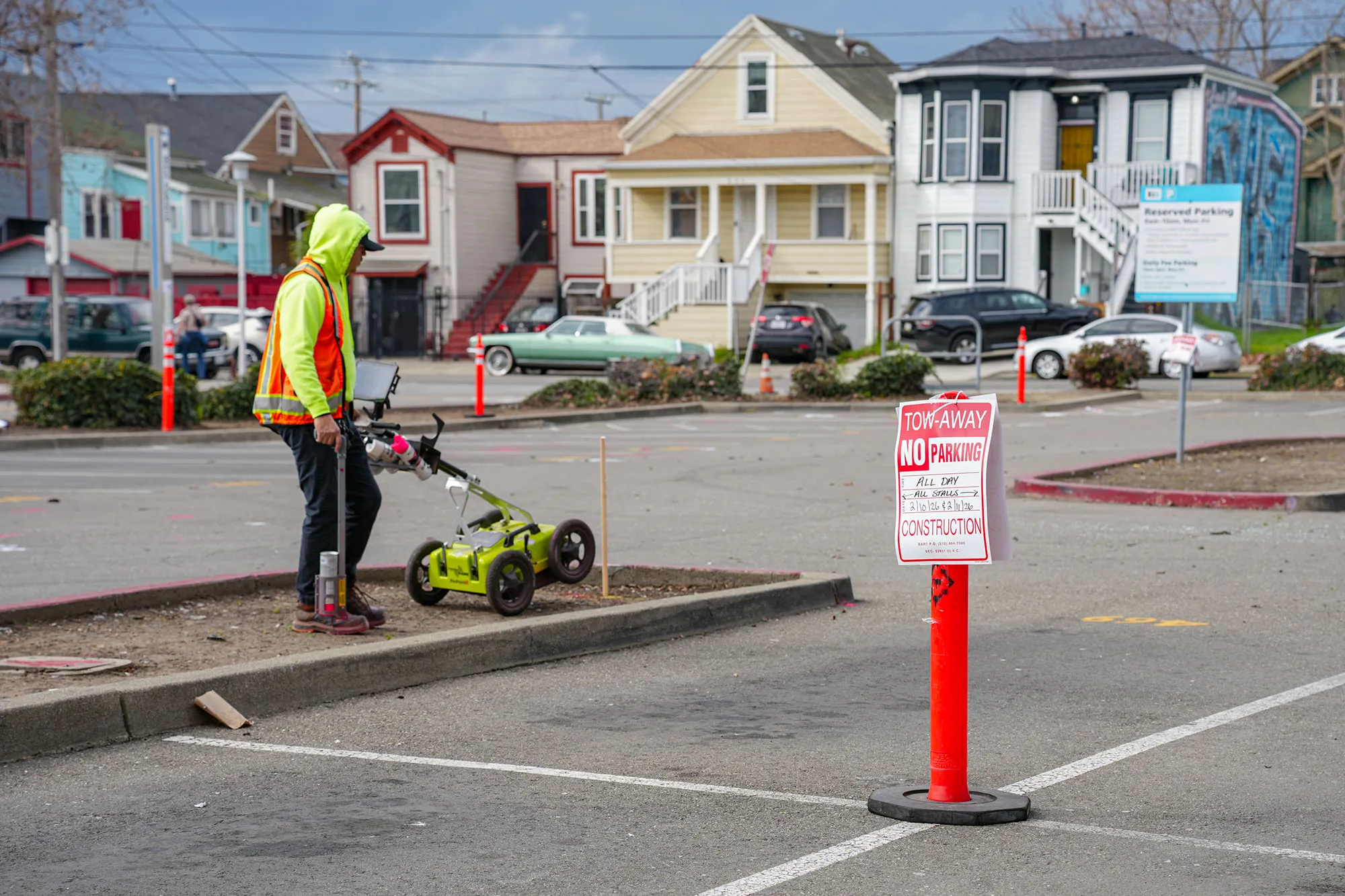 Worker preparing site